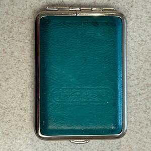 Vintage Fossil Teal Genuine Leather Pill Case Compact